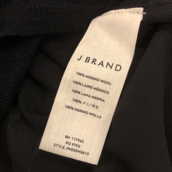 New J Brand 100% merino wool turtleneck back silky semi sheer panel sweater - Picture 9 of 10